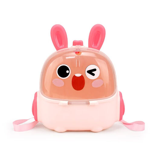 过家家玩具儿童仿真化妆玩具模型公主女孩画不出颜色粉饼生日礼物 玫红色黄兔17件套