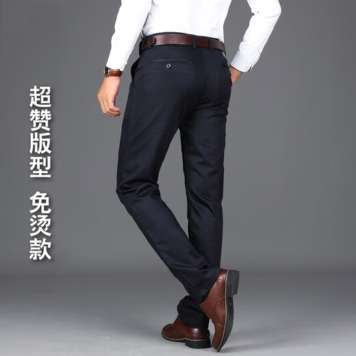 百斯盾天丝棉春秋男士休闲裤直筒宽松商务西裤中老年爸爸夏季薄款 6223卡其 春秋款 29 二尺二