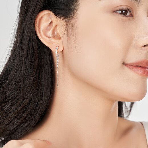 Ming brand jewelry platinum Pt950 white gold platinum light silk earrings gift for women BFH0115 platinum earrings about 2.97 grams