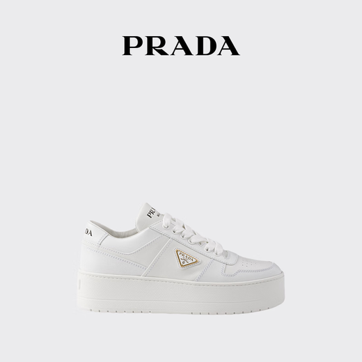 PRADA/Prada gift women's Downtown Bold thick-soled cow leather sneakers white 37