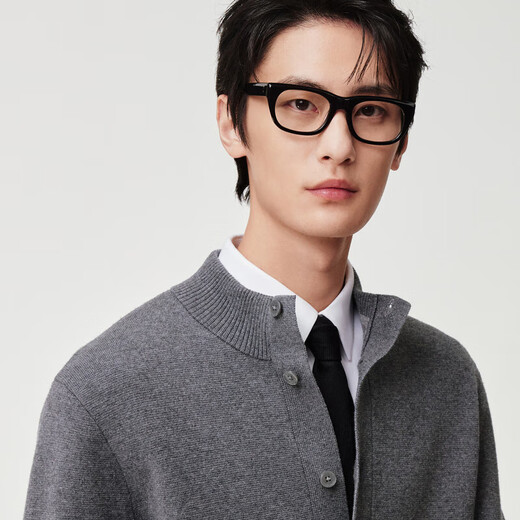 Jiumuwang Shopping Mall Same Style Men's Sweater Men's 2025 Spring New Comfortable Sheep Wool Single-breasted Stand-up Collar Sweater JX Slim Version + Asphalt Gray + FK1552612 XL 180/100A(52)