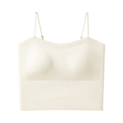 Simple mid-length sling with thread, beautiful back, fixed coaster, breathable and comfortable, breast-retracting, traceless slim-fitting vest, off-white XL 121-140Jin Jin is equal to 0.5kg