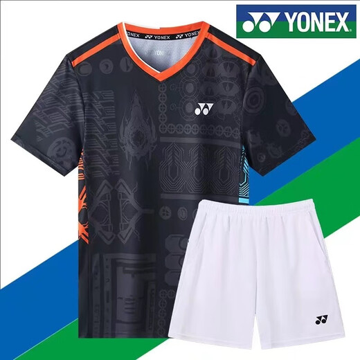 Yonex's new badminton uniform for men and women quick-drying breathable short-sleeved competition uniform for couples golf T-shirt customization watermelon red 9227 red shorts 3XL