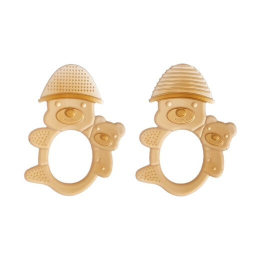 Cartoon Hat Bear Teether Baby Anti-eating Hand Teether Nano Silver Silicone Teether Baby Chew Fun Toy Nano Silver-Contact Type Teether 1 piece Storage + Anti-chain Drop-Food Grade Silicone-Q-Blastic Good Bite