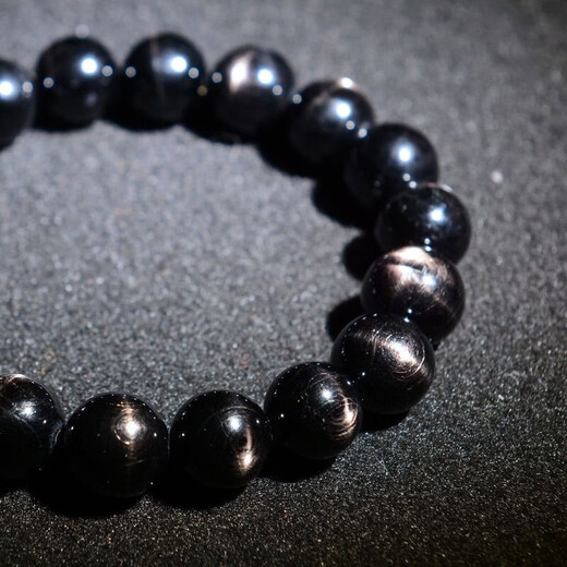 Mochen MOEYCIOR collectible gold luck stone bracelet for men and women Egyptian moonlight double cat's eye effect energy stone single circle black double eye collection grade 12mm men's model with thin hand circumference strong energy gold luck stone (Egypt)