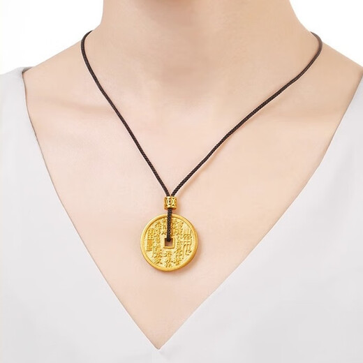 KZD999 Bengal red gold inherited ancient method mountain ghost spend money pendant handmade gold-plated Bagua thunder array mountain ghost spend money pendant + gold beads black old Fengxiang quality