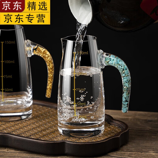 Tuojin imported quality gold foil wine dispenser from Japan, commercial high-end crystal glass foreign wine set, spirits decanter cup, seven-character handle Blue Mountain wine dispenser 300ml