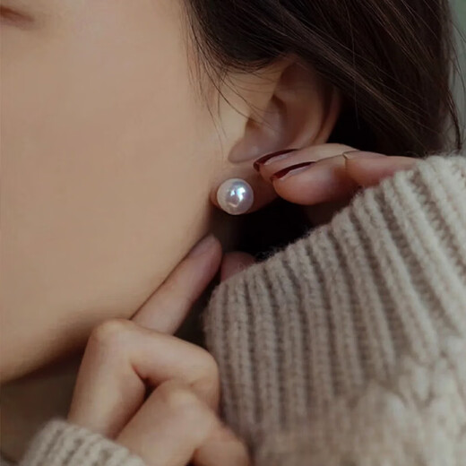 2025 Spring New S925 Silver Needle Pearl Stud Earrings on Card Aurora White High-Bright Pearl Earrings ABS Earrings Pair of Pearl Earrings (14mm) S925