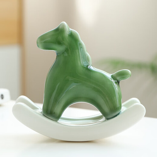 Creative ceramic cute rocking little green horse tea pet ornaments fun tea room tea table decoration tea play tea ceremony accessories Green Horse