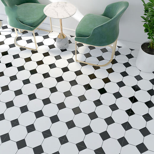 All-Ceramic Nordic 60*60 Schwarz-Weiß-Blumenfliesen-Restaurant-Bekleidungsgeschäft Badezimmer Anti-Rutsch-Laden-Resistant Floor Fliesen 600600 6603