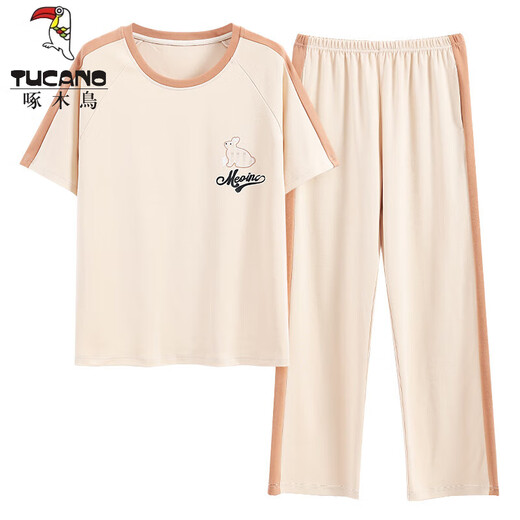 啄木鸟（TUCANO）纯棉短袖睡衣套装夏季全长裤薄款卡通家居服春秋可外穿韩版 Y9717 M (建议75-95斤)