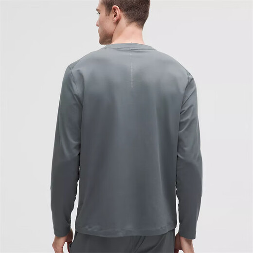 Lululemon men's T-shirt Soft Jersey 25 new solid color soft and comfortable quick-drying sweat-wicking sports long-sleeved men's Henry shirt haze gray Oil Gray XS