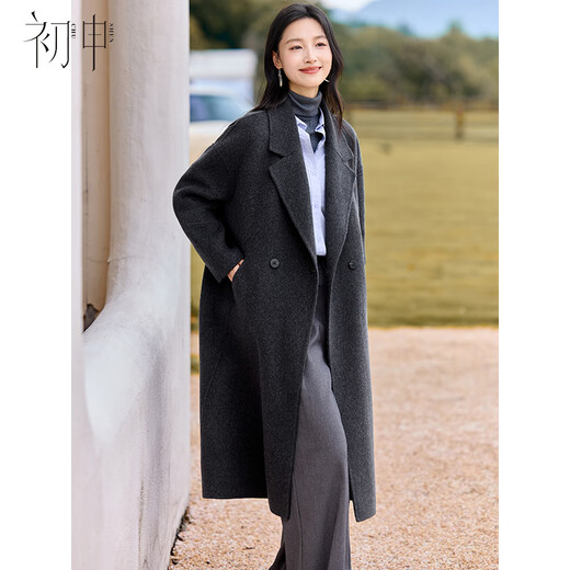 Chushen autumn and winter New Year's wear annual meeting wool coat women's sheep wool lapel loose double-sided woolen long style S54C044
