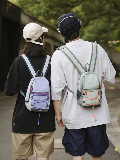 Yanxiang Outdoor Backpack Contrast Color Mountaineering Bag Super Retro Light Small School Bag Lightweight Travel Bag Lightweight Hiking Small Backpack Purple (Small Size)