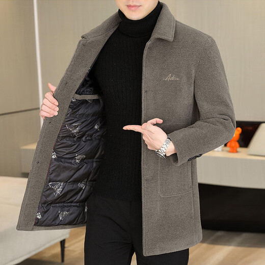 SUSTYLE International Luxury Brand Winter 2026 New Korean Style Slim Light Mature Men's Mid-Length Woolen Gold Mink Coat Khaki L 105-120Jin Jin equals 0.5kg Store Manager Recommendation