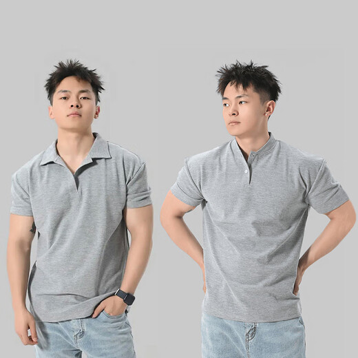 Jiaoxiafan American lapel quick-drying sports POLO shirt for men with cuffs muscle fitness short-sleeved T-shirt running training top summer white Henry collar 3XL recommended weight 200-220Jin Jin is equal to 0.5 kg