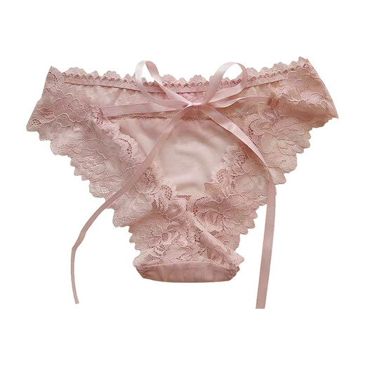 Universal sexy seductive lace temptation low-waisted underwear, sentimental lace-up hollow girl briefs, seamless, black + pink + white, 12% off for 5 pieces, one size fits all