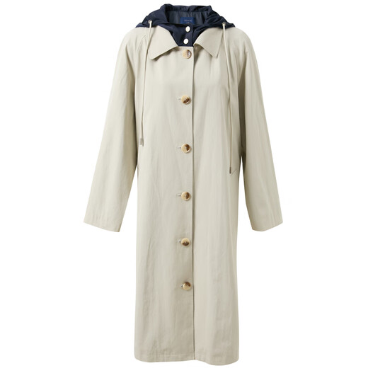 Sancai 2025 Autumn New Loose Long Hooded Windbreaker Jacket Long Sleeve Casual Temperament Commuting Simple S Light Gray Green M 160/84A