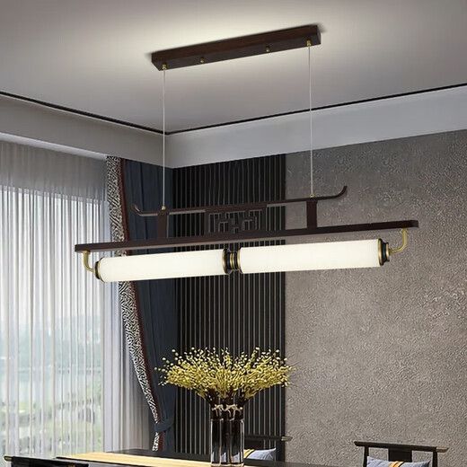 雷士2025最新款新款新中式茶艺灯中国风茶室书房餐厅艺术胡桃木亚克力 迎客松-3523-1m款三色变光