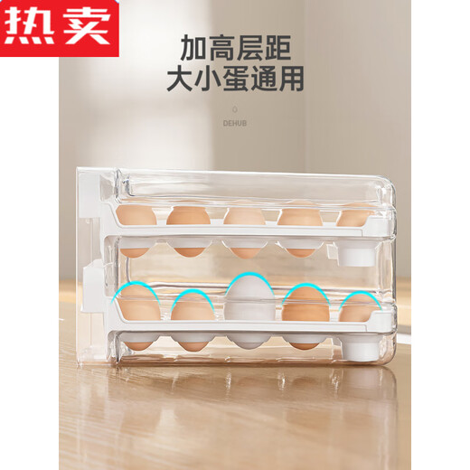 MZXM Japan importierte hochwertige Kühlschrank-Eier-Aufbewahrungsbox, Crisper-Küchenorganisation, Artefakt-Rack, Eierbox, speziell 1 doppelschichtige Eierbox + 1 umgedrehte Schubladenbox, sparen Sie 3,8 Yuan