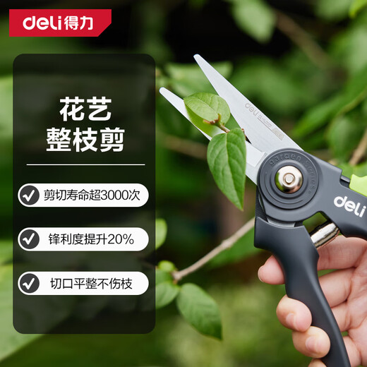 Deli pruning scissors, garden flower pruning branch scissors, fruit tree scissors, thick flower shears, gardening scissors tools, floral pruning shears, double-sided blade/extended straight mouth