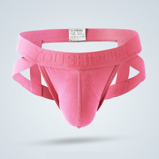 Low-waist underwear, cotton men's thong with large bag, sexy butt lift, breathable and comfortable, empty back underpants, blue XXXL