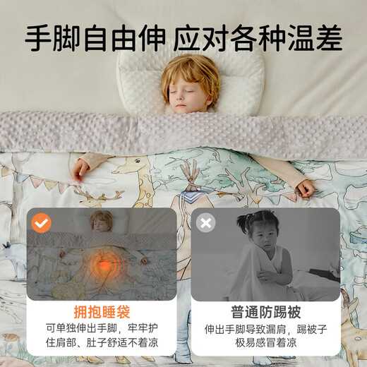 European pregnancy children anti-kicking quilt, constant temperature silk quilt, autumn and winter baby sleeping bag, big child belly protection quilt, universal for all seasons, silk constant temperature comfort, autumn and winter medium thickness 10-25 Elf Castle 150cmx150cm 2-7 years old