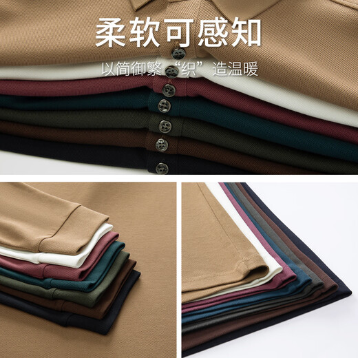 MONTAGUT long-sleeved Polo shirt men's autumn and winter long-staple cotton light luxury soft comfortable business casual T-shirt Navy 2XL (54)