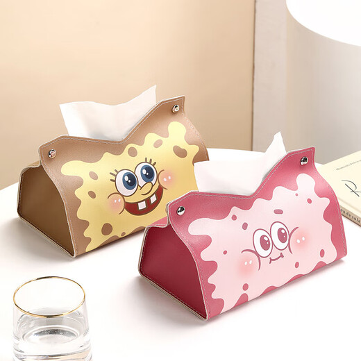 Cute Cartoon Hand Storage Bag for Men and Women Can Hold Tissue Bags and Cosmetics SpongeBob SquarePants Pink