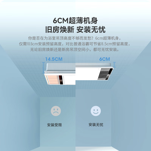 雷士（NVC）政府补贴风暖变频超薄浴霸人感夜灯浴室暖风照明排风换气一体Y417