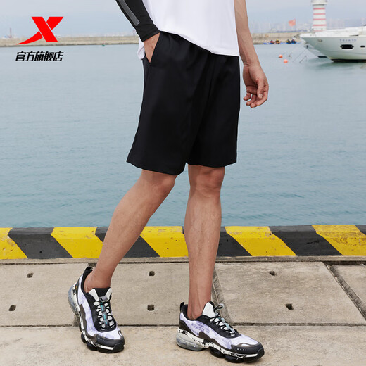 Xtep shorts men's shorts summer wear new loose sports pants breathable quick-drying pants running fitness men's pants black-0140 L