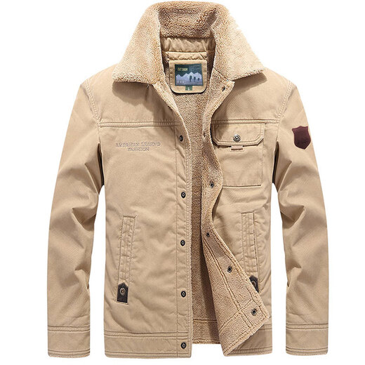 North Wolf Shield Winter Men's Cotton Clothes Plus Velvet Cotton Casual Thick Warm Jackets 3166 Army Green M (Suitable for 110 Jin Jin equals 0.5 kg -125 Jin Jin equals 0.5 kg)