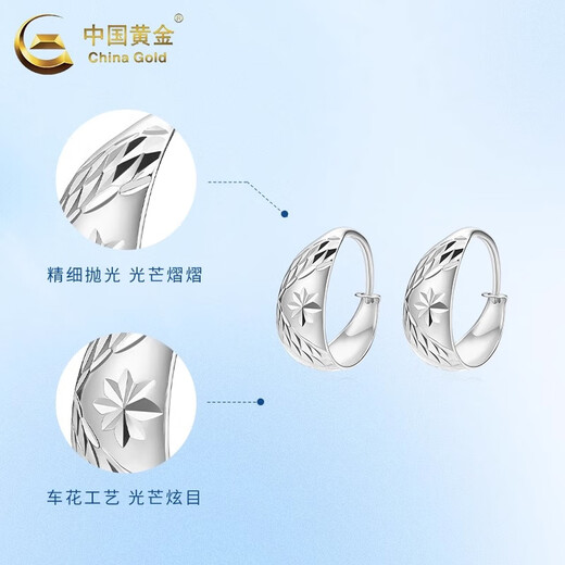 China Gold (CHINA GOLD) PT950 platinum car flower earrings for women new platinum earrings Valentine's Day birthday gift for girlfriend and wife Platinum car flower earrings about 2.8g