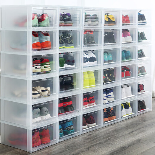Sailoto sneaker acrylic storage box transparent basketball shoe shoe box display shoe cabinet sneaker storage shoe rack 36x29x19cm white 3-pack