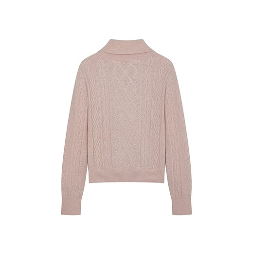 Teenie Weenie contains rabbit fur + wool bear girl retro cable knit sweater 25 autumn new sweater pink S