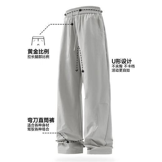 Minso Premium Scimitar Pants Men's Loose Slim Casual Pants Men's Summer Breathable Thin Mesh Trendy Men's Pants Z Light Green XL