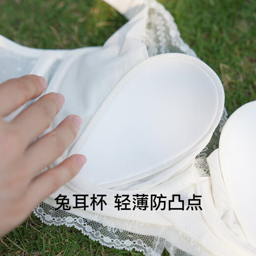 茜施尔（SHCER）薄款内衣女大胸显小防下垂收副乳胸罩性感蕾丝文胸A3830W 米白色 75B