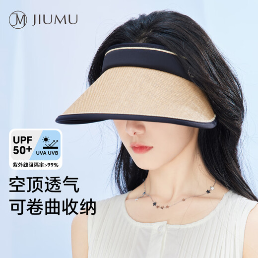JIUMU sun protection hat women's sun hat empty hat straw hat summer outdoor face covering anti-UV hat women