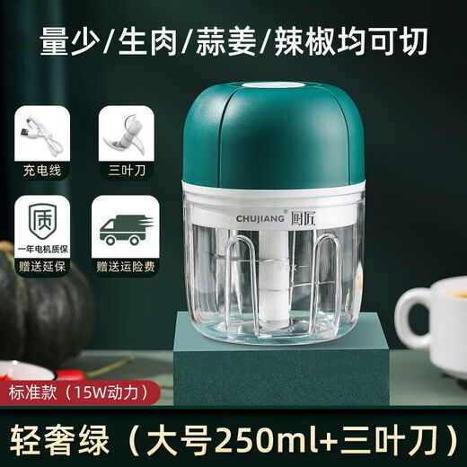 Ye Yu electric garlic mashing artifact automatic garlic mincer garlic mincer garlic mincer all-in-one machine power version - light luxury green small two-blade knife mince meat and mince garlic
