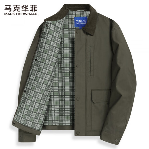 Mark Huafei Retro Detroit Jacket Men's 2025 Autumn New Contrast Color Workwear Lapel Casual Top 1537 Army Green 203 L 175