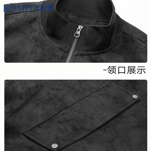 Luo Meng matte leather jacket men's spring and autumn short couple flying pu leather jacket stand collar baseball uniform black 2XL