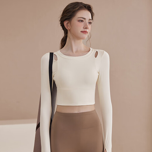 Xue Qianman yoga clothes for women, autumn and winter sports tops with chest pads, tight-fitting slimming long-sleeved running Pilates training fitness clothes