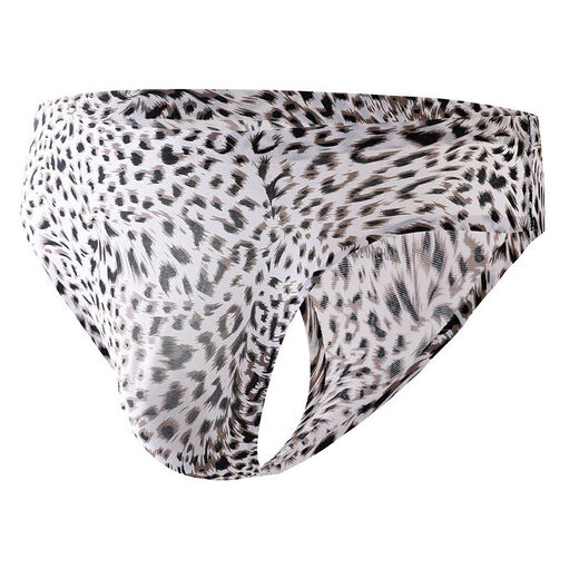 Men's sexy underwear leopard print one-piece seamless 3D low-waisted thong European and American style fashionable men's pants quick-drying Huangbao M90-105Jin Jin equals 0.5 kg