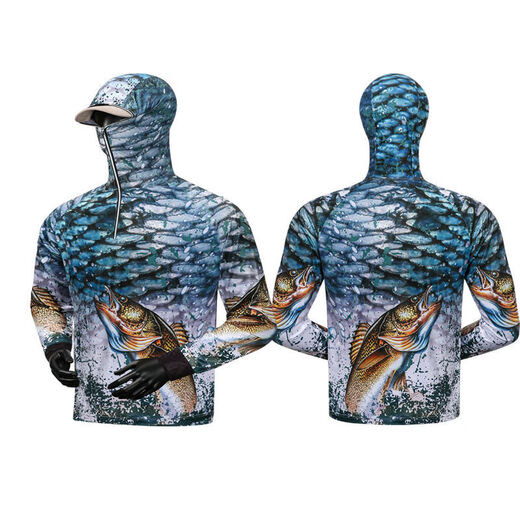 Jie Yintong outdoor sun protection clothing fishing clothing men's summer thin quick-drying breathable new sun protection clothing jacket ice silk anti-mosquito clothing 224 with hood fully open 3XL