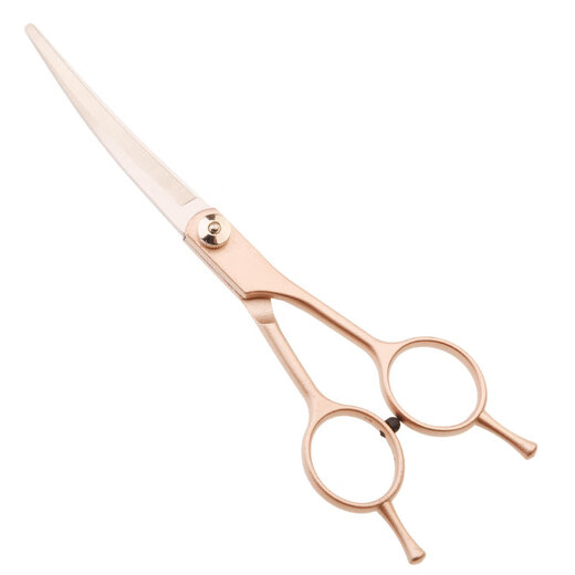 Edward pet scissors grooming tool set for dog hair cutting, curved scissors for cat and dog hair cutting, hairdressing scissors, dog grooming scissors, gold seven-piece set including leather bag comb