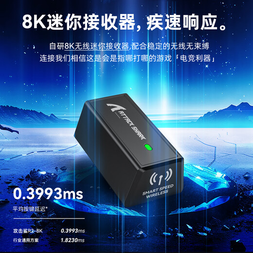 攻击鲨/攻击鲨 R2 镁合金鼠标轻量化镂空电竞游戏鼠标无线蓝牙三模 PAW3395支持8K回报率 标配8K接收器 攻击鲨R2 暮光紫【PAW3950 8K回报率】