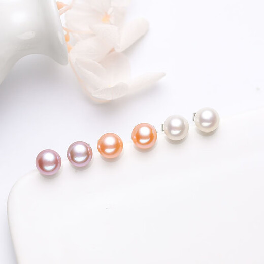 Jinxu 8-9mm Freshwater Pearl Earrings, 925 Tremella Needle Ear Plugs, High Quality, Mirror Light, Gift for Lover, White, Slightly Flawed
