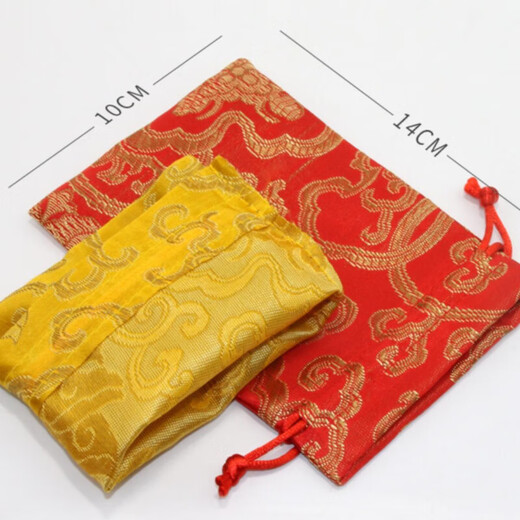 Brocade bag single-layer storage drawstring small bag brocade bag Buddhist beads bracelet play jewelry velvet toy bag red wealth flower