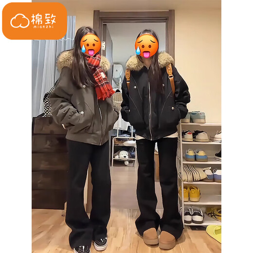 Mianzhizuoshandiaopai overcome hooded cotton coat for women winter new cotton coat plus velvet jacket down jacket large fur collar Feng 523 black high quality M 110-125Jin Jin is equal to 0.5 kg