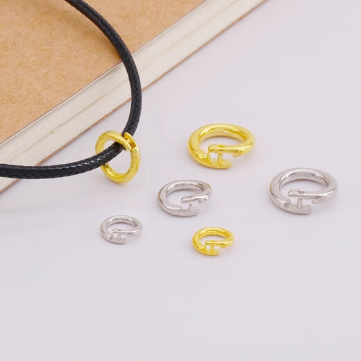 Shayan Qizhu necklace pendant buckle head live buckle ring s925 sterling silver 18K gold buckle bracelet connection accessories gold color 6mm